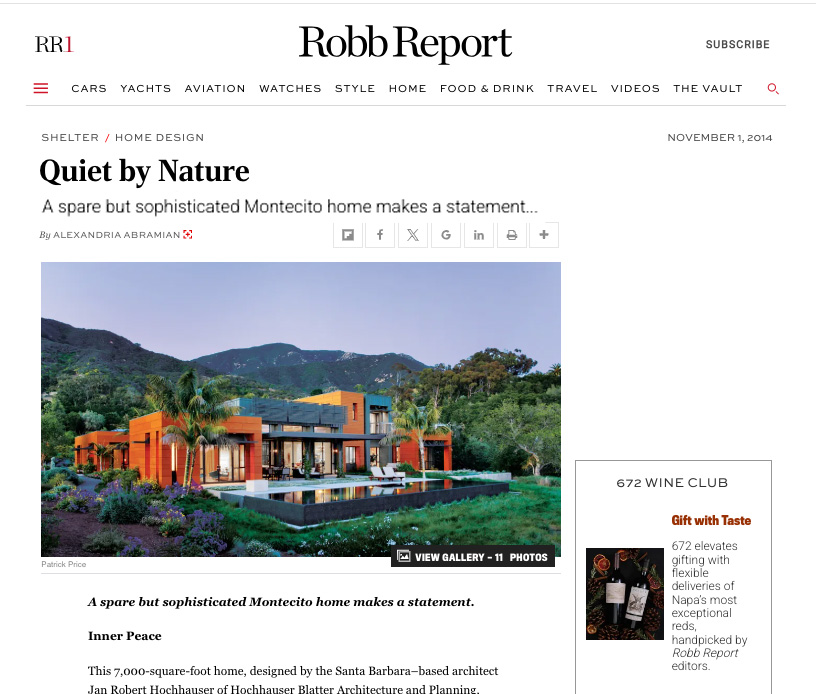 Robb Report feature of Montecito luxury residence photographed by Patrick W. Price